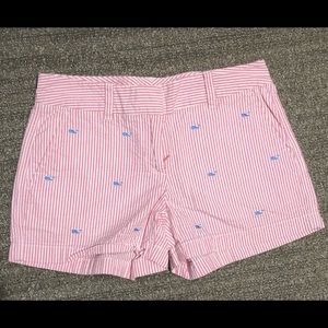 Pink seersucker vineyard vines whale print shorts